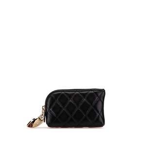 CHANEL Authentic Black Lambskin Leather Logo Wallet